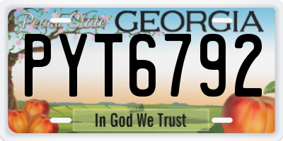 GA license plate PYT6792