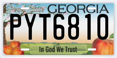 GA license plate PYT6810