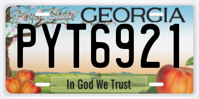 GA license plate PYT6921