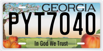 GA license plate PYT7040
