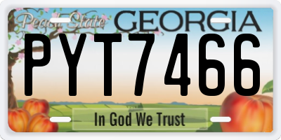 GA license plate PYT7466