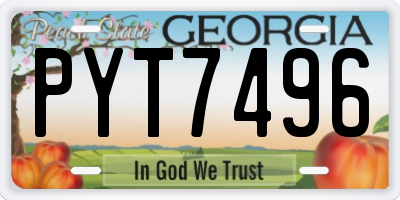 GA license plate PYT7496
