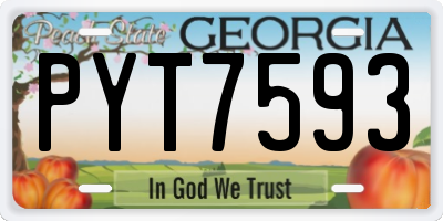 GA license plate PYT7593