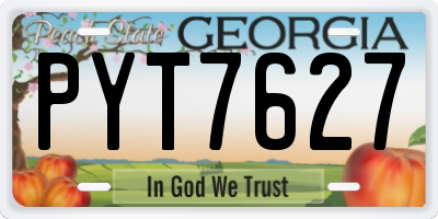 GA license plate PYT7627