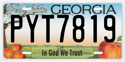 GA license plate PYT7819