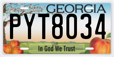 GA license plate PYT8034