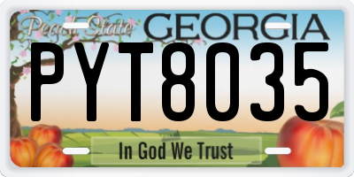 GA license plate PYT8035