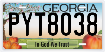GA license plate PYT8038