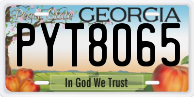 GA license plate PYT8065