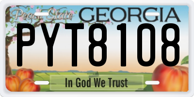 GA license plate PYT8108