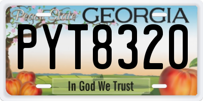 GA license plate PYT8320
