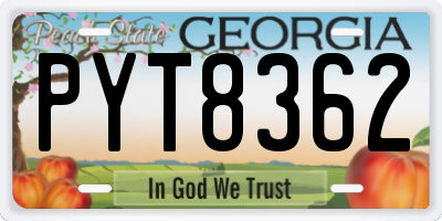 GA license plate PYT8362