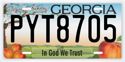 GA license plate PYT8705