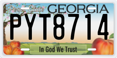 GA license plate PYT8714