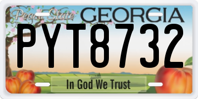 GA license plate PYT8732