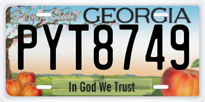 GA license plate PYT8749