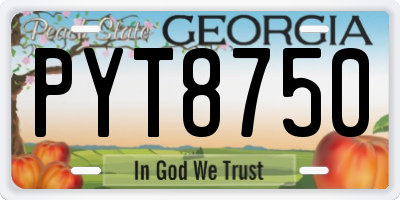 GA license plate PYT8750