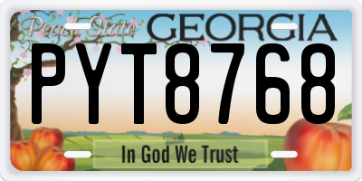GA license plate PYT8768
