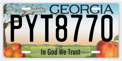 GA license plate PYT8770