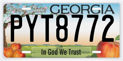 GA license plate PYT8772
