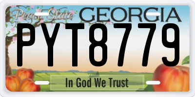 GA license plate PYT8779