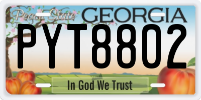 GA license plate PYT8802