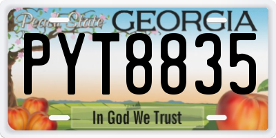 GA license plate PYT8835