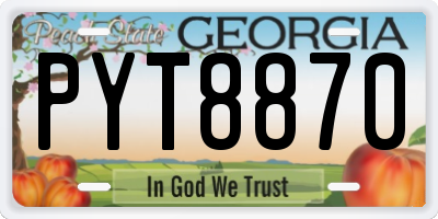 GA license plate PYT8870