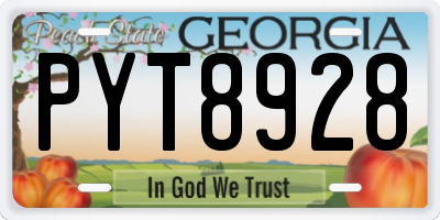 GA license plate PYT8928