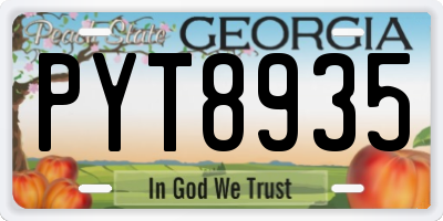 GA license plate PYT8935