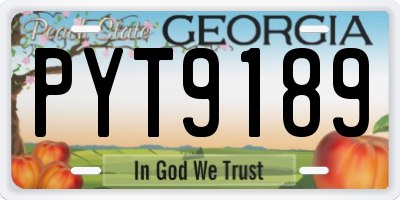 GA license plate PYT9189