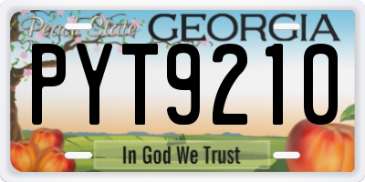 GA license plate PYT9210