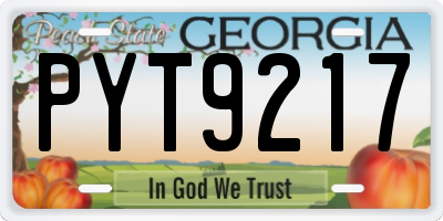 GA license plate PYT9217