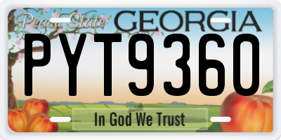 GA license plate PYT9360