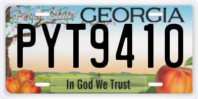 GA license plate PYT9410
