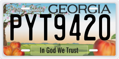 GA license plate PYT9420