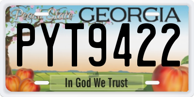 GA license plate PYT9422