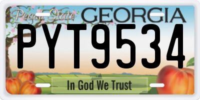 GA license plate PYT9534