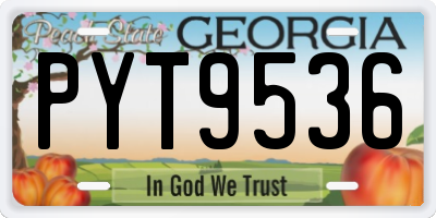 GA license plate PYT9536