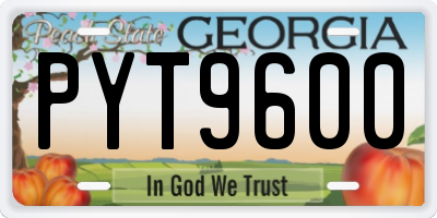 GA license plate PYT9600