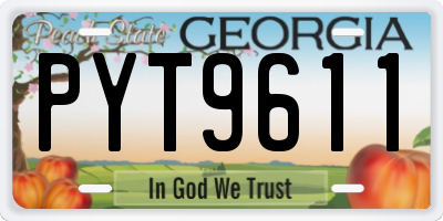GA license plate PYT9611