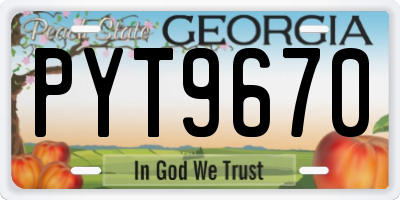 GA license plate PYT9670