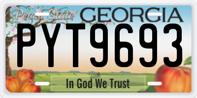 GA license plate PYT9693