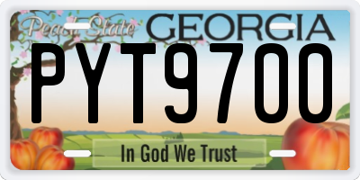 GA license plate PYT9700