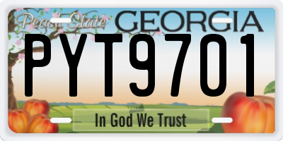 GA license plate PYT9701