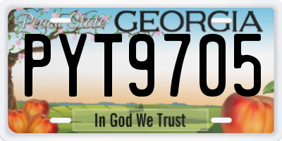 GA license plate PYT9705