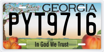 GA license plate PYT9716