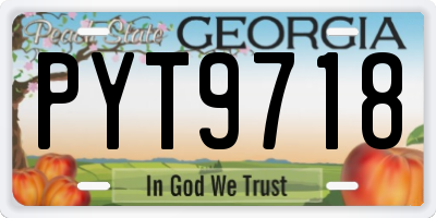 GA license plate PYT9718