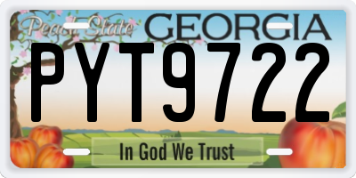 GA license plate PYT9722