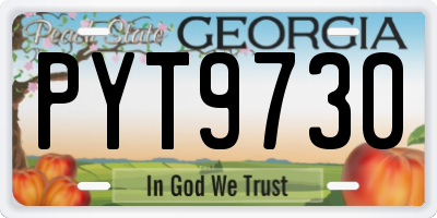 GA license plate PYT9730